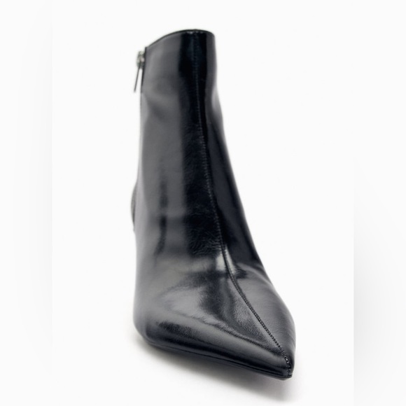 NWT. Zara Black Faux Leather Mid-Heel Ankle Boots with Zipper. Size 6,5, 7,5. 9 - Picture 3 of 11